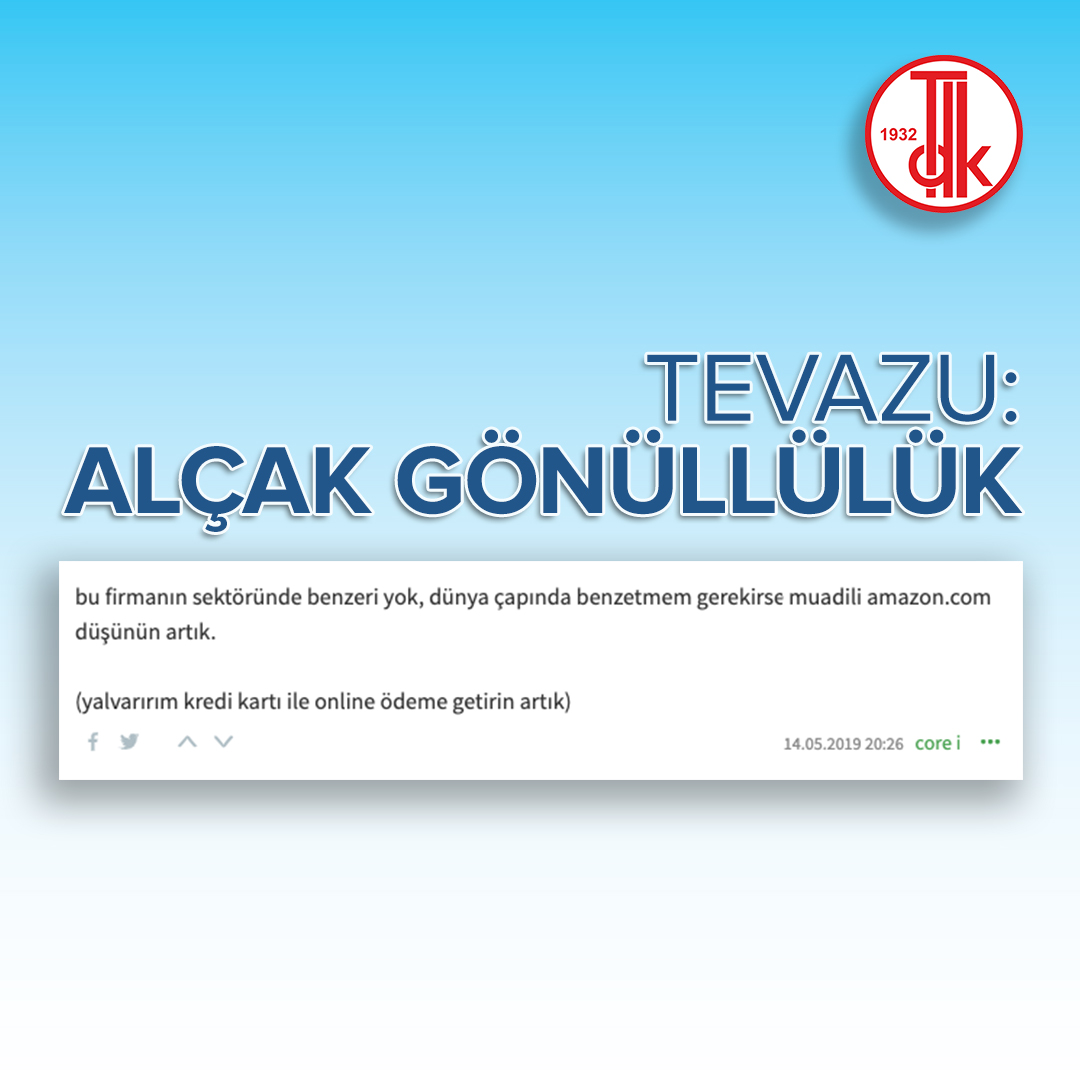 Tevazu: Alçak gönüllülük.
Çok değerli geri bildirimleriniz için minnettarız. 
Not: Kredi kartı ile ödeme yöntemi uzun süredir aktiftir :) 

#ilkekimya #müşterimemnuniyeti