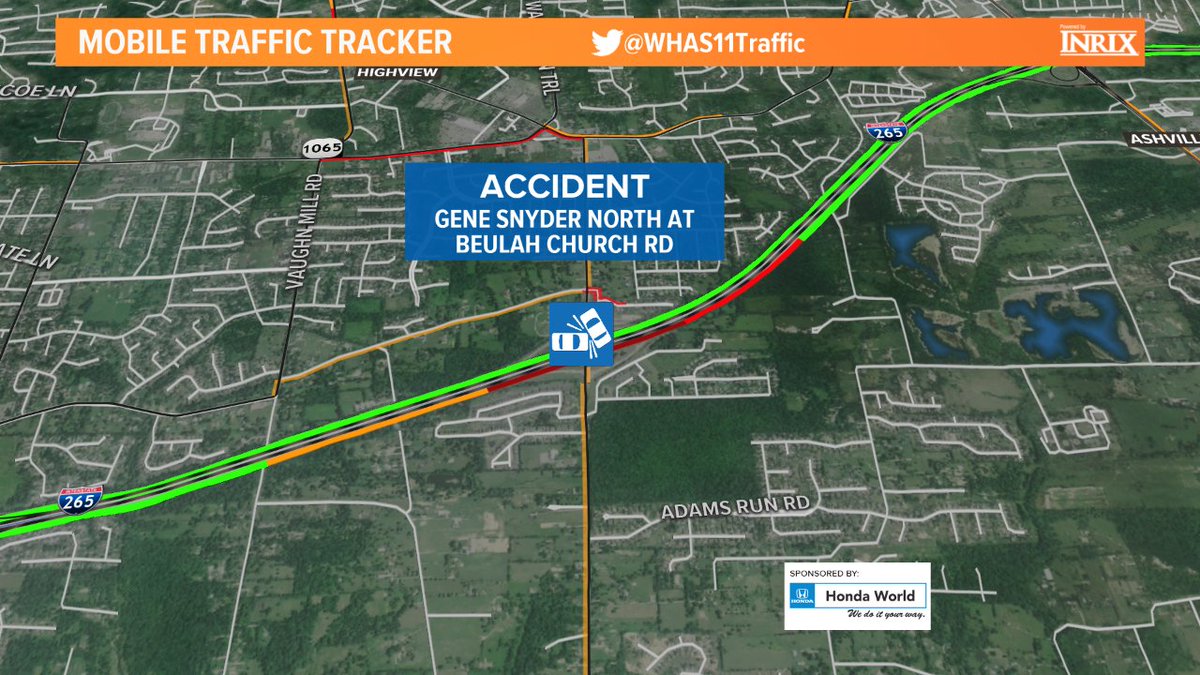 Gene Snyder northbound shut down at Beulah Church Rd due to a multivehicle accident. Delays