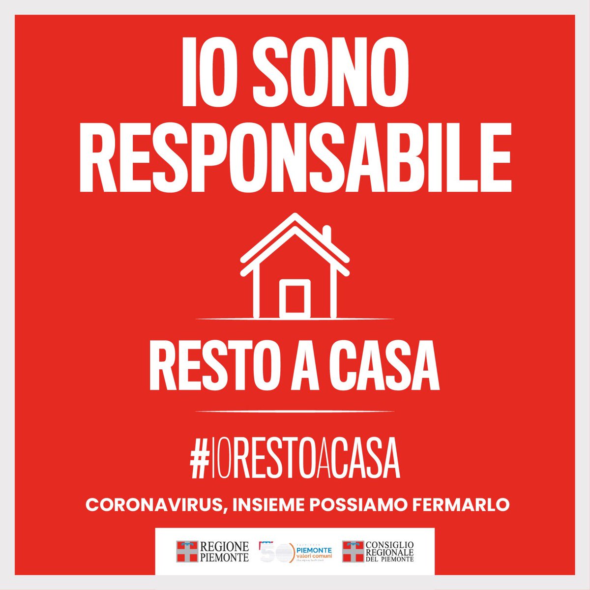 #IORESTOACASA Responsabilità per contrastare il #coronavirus <a href="/regionepiemonte/">Regione Piemonte</a>  Insieme possiamo fermarlo!