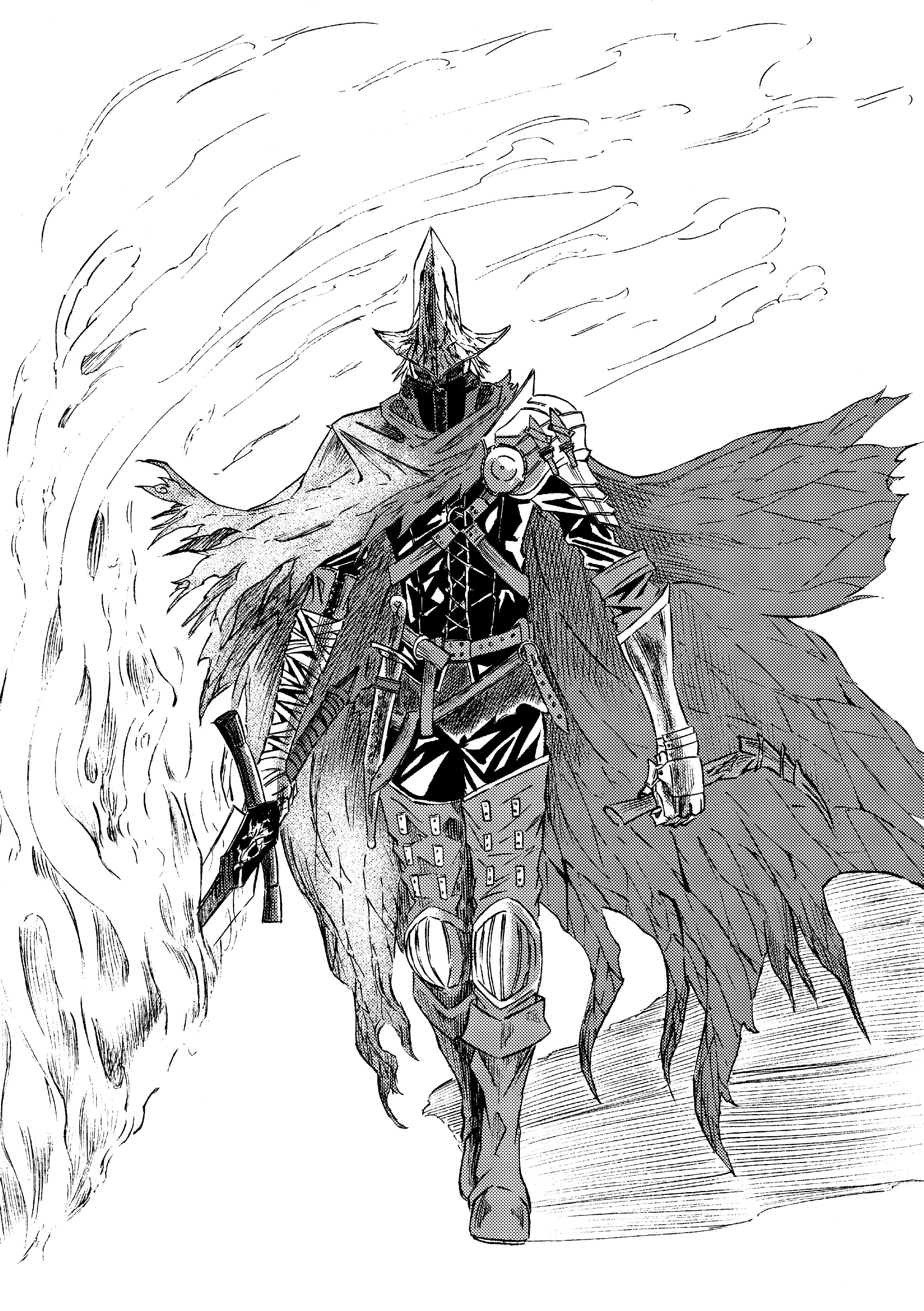 絵を描く人 パッチ漫画が描き終わり これからイラスト２ ３点描きたいので完成は4月末頃になると思いますが次のダークソウル３漫画の主役はこの方 達 です T Co Xexx68uwue Twitter