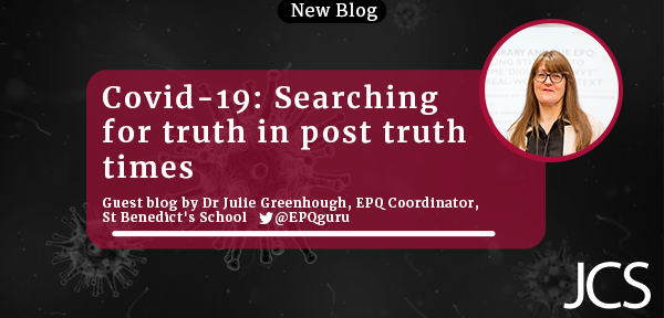 JCSResources's tweet photo. *NEW BLOG* by @EPQguru
"I realise that what is missing when encountering information about the virus is a position of criticality; the ability to filter between misinformation...&amp; disinformation.." #CoronaVirus #Covid19 https://t.co/lzAmI4TmFc @CILIPSLG @CILIPinfo @uksla https://t.co/iykUnOA2vw