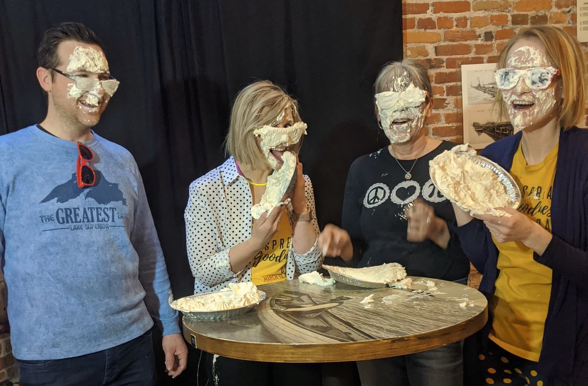 SpreadGoodness1's tweet photo. 7am and I’ve already been pied in the face for goodness sake!
Promoting Pie Smash 2020 at @ironbaymqt with @peacepiecompany!
From 4-6pm, pay $5 to smash your favorite local celebrity!
Proceeds benefit Spread Goodness Day and @saildnup!
#spreadgoodness #spreadgoodnessday https://t.co/P3cNtamsvK