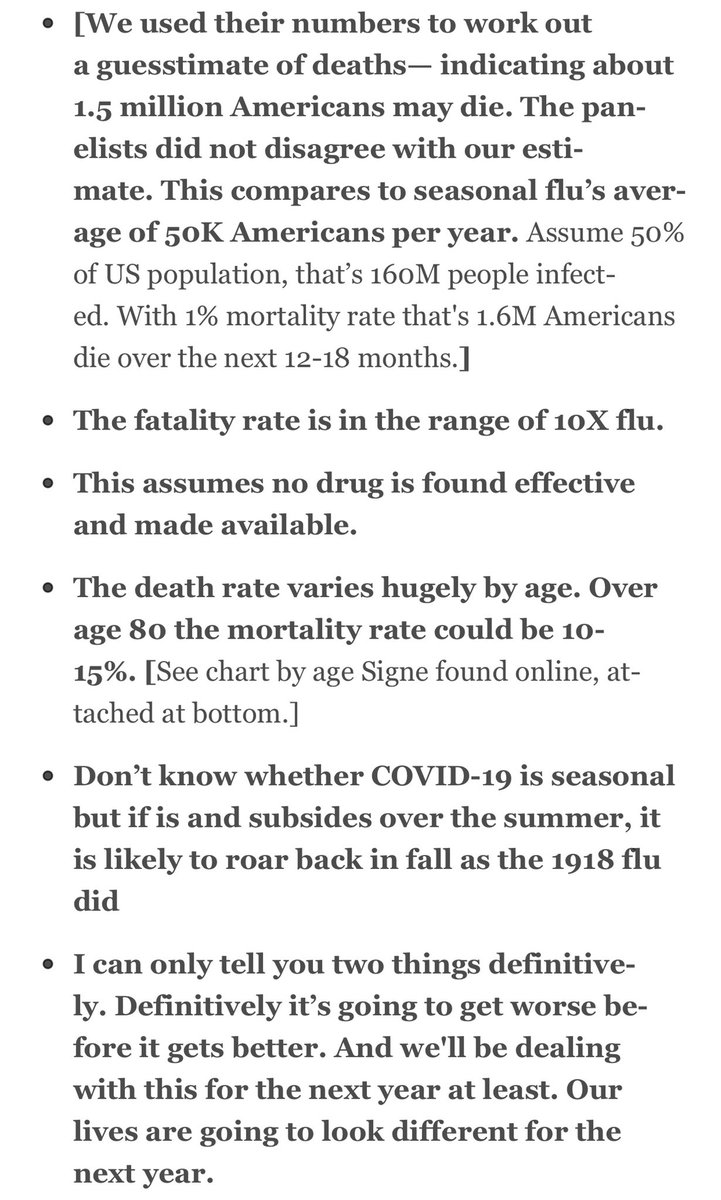 CMichaelGibson's tweet photo. If you read one thing today, you may want to read these notes from a UCSF expert panel on #covid19 from March 10th. 
Estimate is that 40% to 70% of Americans infected over 12-18 months. https://t.co/oaMD27dHq9 https://t.co/jKtzk8G7zE