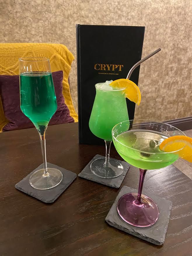 PurpleLancaster's tweet photo. Make sure you head to The Crypt this weekend to try out their new St Patricks Day themed menu!
All of these drinks are £7 or you can get 2 for £10!😋💚 https://t.co/5XG7LbzEBA
