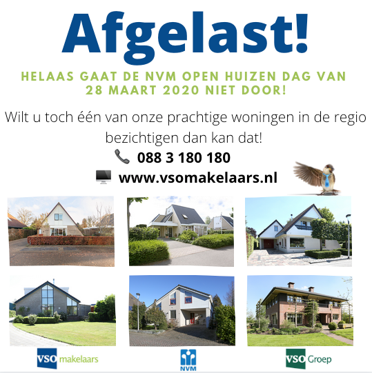 Helaas gaat de NVM Open Huizen Dag van 28 maart 2020 niet door. 
Toch graag één van onze mooie objecten bekijken?
📞 088 3 180 180
🖥️ buff.ly/2nhiH7u