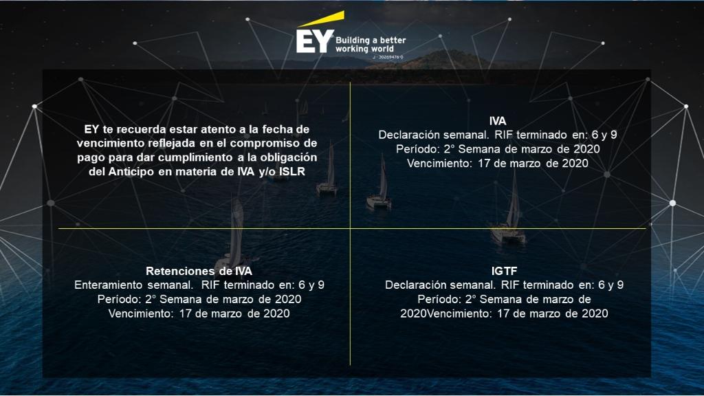 EY_Venezuela's tweet photo. EY te recuerda cumplir con las próximas obligaciones tributarias: #EYVenezuela #Outsourcing #Venezuela #AnticipoIVA #AnticipoISLR #IVA #ISLR #RIVA #RISLR #ISAE https://t.co/WVsEMUZJqc