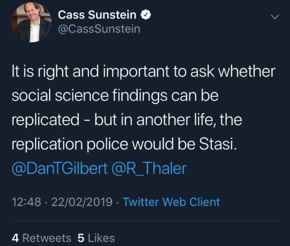 Which is why behavioural science is notoriously prone to discovering "kooky" results that are great material for an NPR podcast but don't replicate.It's also why some of the field's leading figures tend to get, uh, a bit defensive when people scrutinise their work...