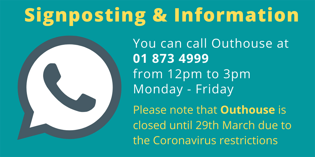Outhouse_Dublin's tweet photo. We realise that people will still want to call us so we are opening our phone lines for Signposting and Information from 12pm to 3pm from Monday to Friday.

The number remains the same so call 01 8734999 and one of our reception staff will talk to you.

#COVID19ireland https://t.co/MZhAY6Qcyz