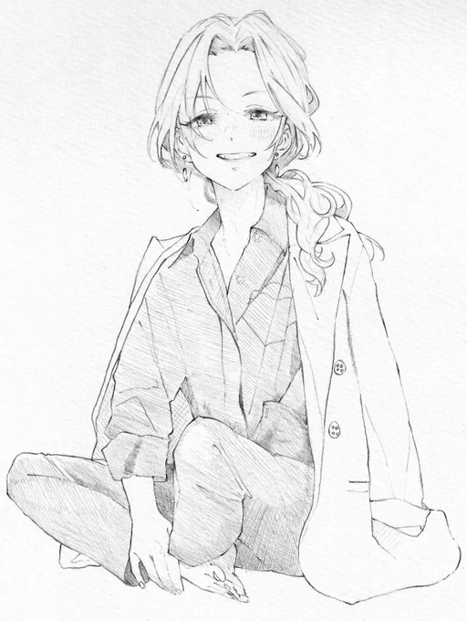 川島さん超久しぶりに描いた気がする(身体は模写です) 
