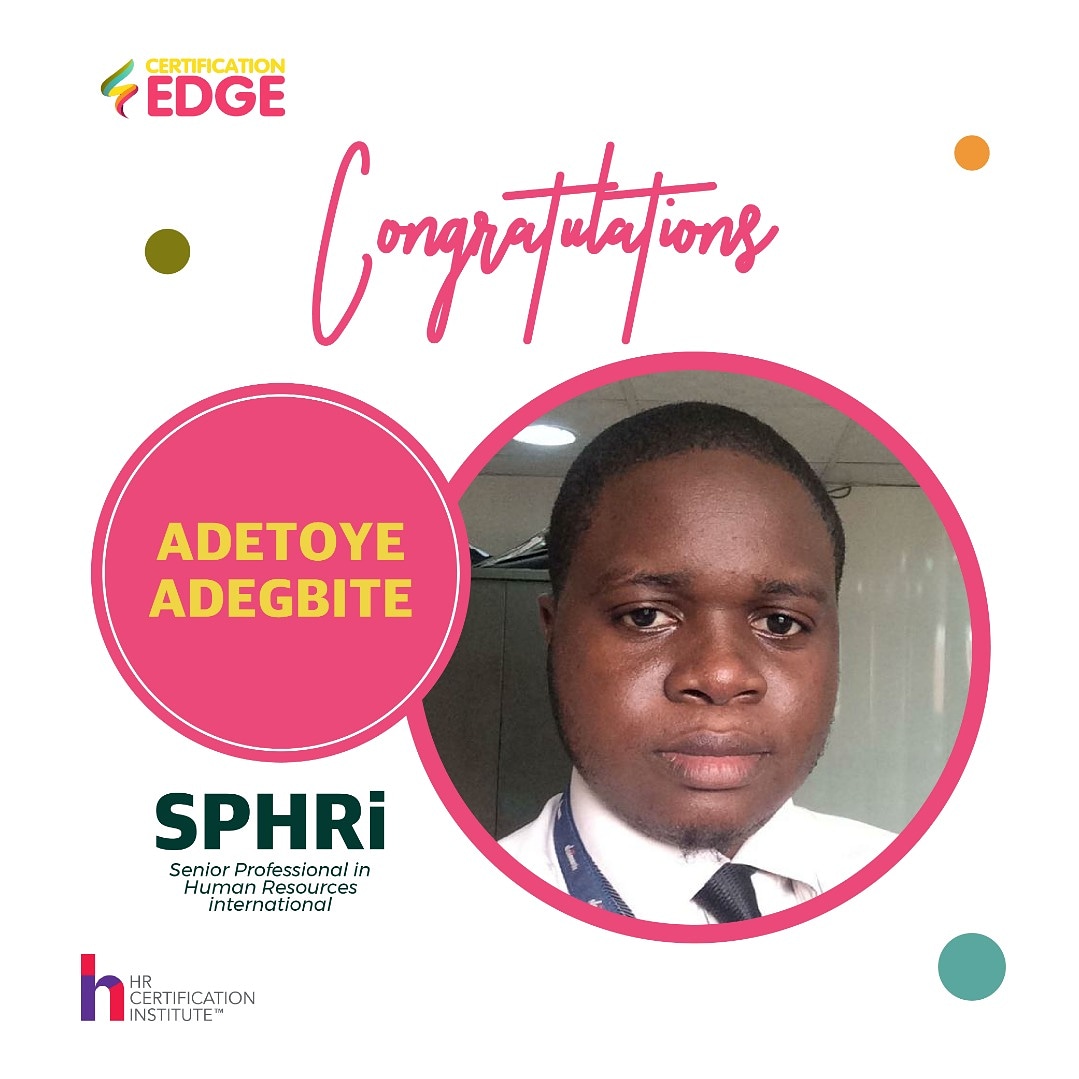 certedgetrain's tweet photo. Congratulations ๐๐๐๐
#Adetoye Adegbite
We take pride in how far you've come๐๐. We celebrate you in this month of March ๐๐๐๐
#SPHRiandproud
#HRCi
#Certificationedge
#certification #global #globalcertification #professional
#sphri #hrprofessionals #hrm #hrci #induction https://t.co/FplTHUCFIU
