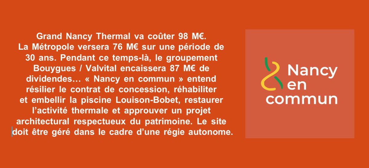 NancyEnCommun's tweet photo. //Nancy Thermal doit rester un bien et un service public !
#Municipales2020 #NancyThermal #ListeCitoyenne https://t.co/e2Ej6ZQSq8