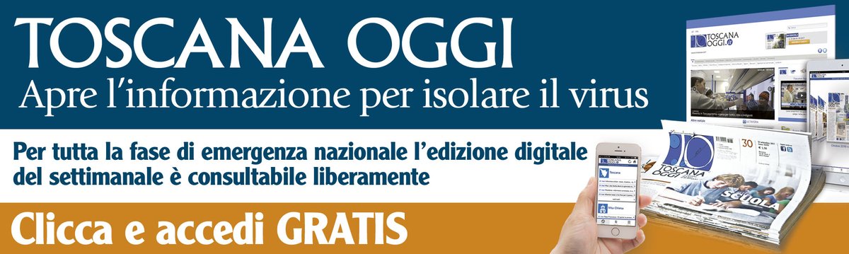 Toscana Oggi contro il #coronavirus
Per tutta la fase di emergenza nazionale da coronavirus l'edizione digitale di Toscana Oggi e delle sue edizioni locali è consultabile liberamente: bit.ly/33jZHpZ