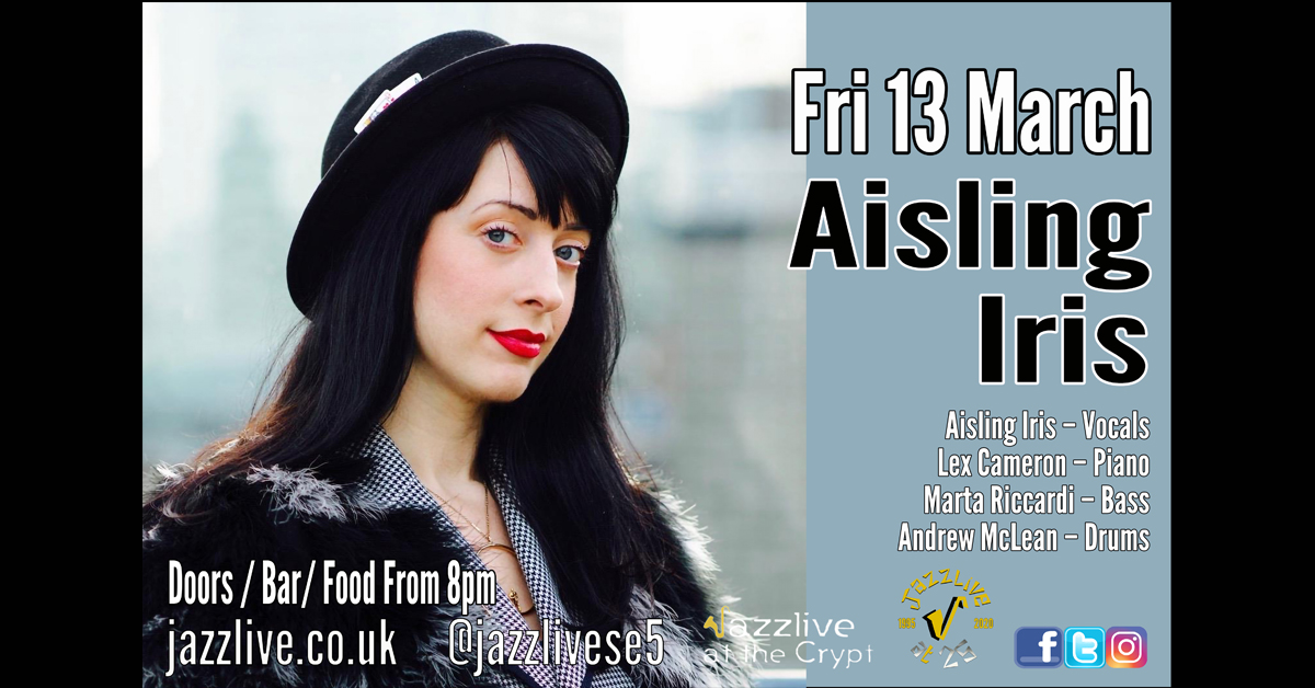 Tonight at The Crypt #AislingIris Band feat..  #LexCameron Piano #MartaRiccardi Bass #AndrewMcLean Drums 

#Jazz #Soul #Latin #Funk #RNB 

Tickets👉🏼 wegottickets.com/event/498144

#jazzlive #se5 #camberwell #music #venue #food #bar #jl25 #crypt #southlondon #unique #special #vocalist
