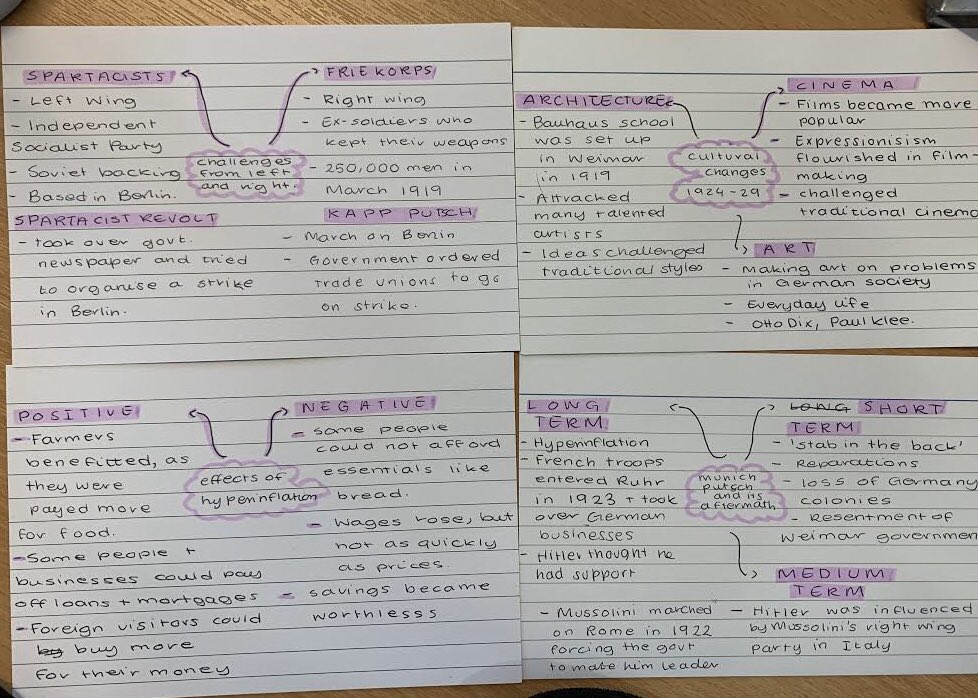 Excellent example of flash cards for #GCSEHistory from Tilly one of our year 11 students #searchforsuccess @HHSHaringey @HHSHistory_Dept