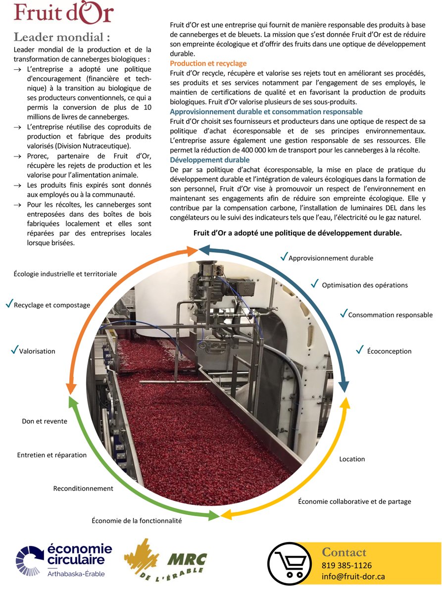 region_erable's tweet photo. Fruit d'Or, championne de l'économie circulaire dans #LÉrable! En savoir plus🚩https://t.co/F1Yo6ngs3Z https://t.co/LPlEzoxZzg