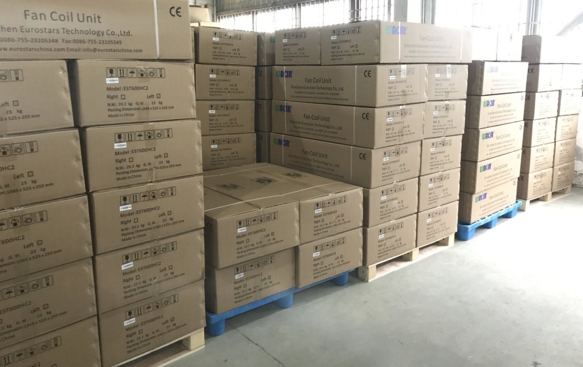 EurostarsHVACR's tweet photo. A bulk order of Horizontal Concealed Fan Coil Units(ceiling ducted fan coil units) are ready for ship. #EurostarsHVACR #ESACIR #HVAC #HVACR #Fancoilunit #fancoil #ductedfancoil #waterfancoil https://t.co/kXDxkKgN6k