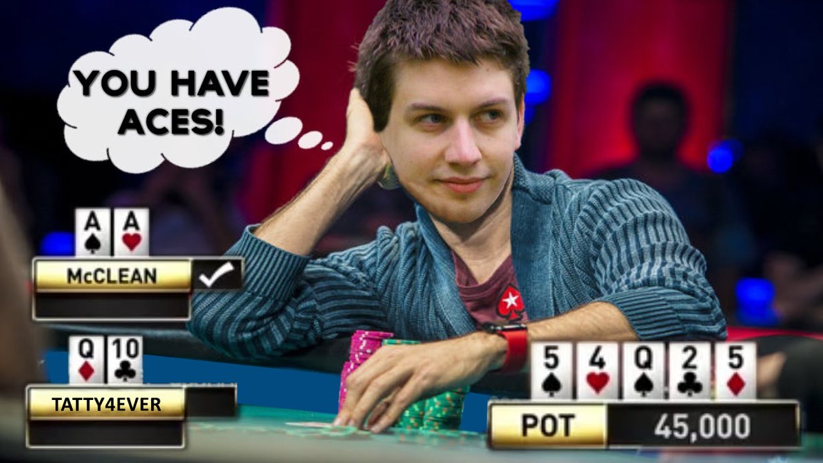 Tatty4ever's tweet photo. @EasyWithAces @PokerStars Nice challenge #EasyWithAces. Me knowing my opponent has double aces! @PokerStars Tatty4ever. Source : Daniel Negreanu https://t.co/yp0VLKBu4B
