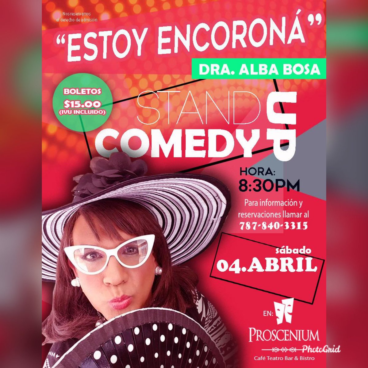 ProsceniumPonce's tweet photo. La Dra. Alba Bosa es el epítome del caché y el glamour pero está ENCORONÁ con todo lo que está pasando en Puerto Rico. No puedes perderte este stand up comedy SOLO PARA ADULTOS. 

Sábado, 4 de abril
8:30pm
Boleto: $15.00 (IVU Incluido)
Info. 787.840.3315 https://t.co/lgbhFSkaNa