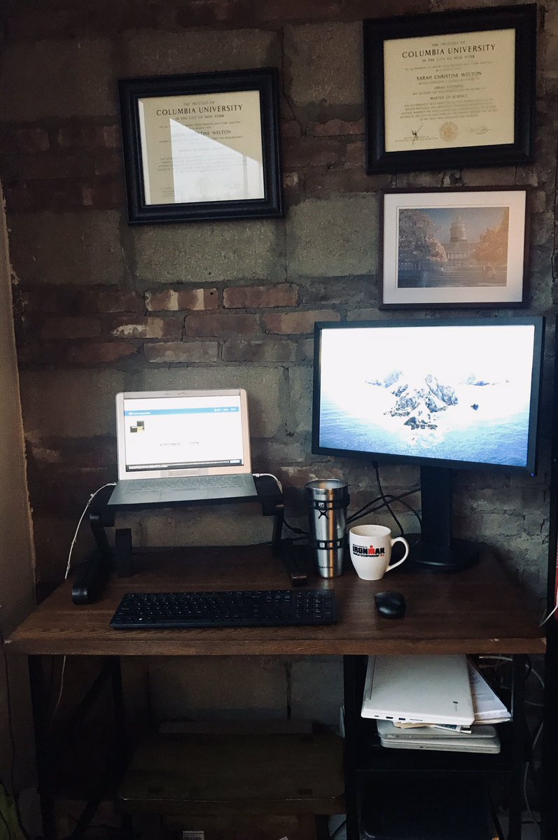 Tri_Asana's tweet photo. #workfromhome setup is complete! @WELLcertified #wearewell #humancapital #coronavirus #Covid_19 @IRONMANtri @HydroFlask https://t.co/DqY6fh3oKE