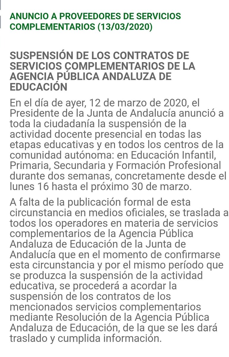 joseigs_'s tweet image. Hoy @EducaAnd suspende todos los contratos con los servicios complementarios (matinales, comedores, PTIS, ILSE...) por la suspensión de clases. Esto manda directamente a la calle a miles d personas. @javierimbroda es una barbaridad perfectamente evitable. Hable con los sindicatos