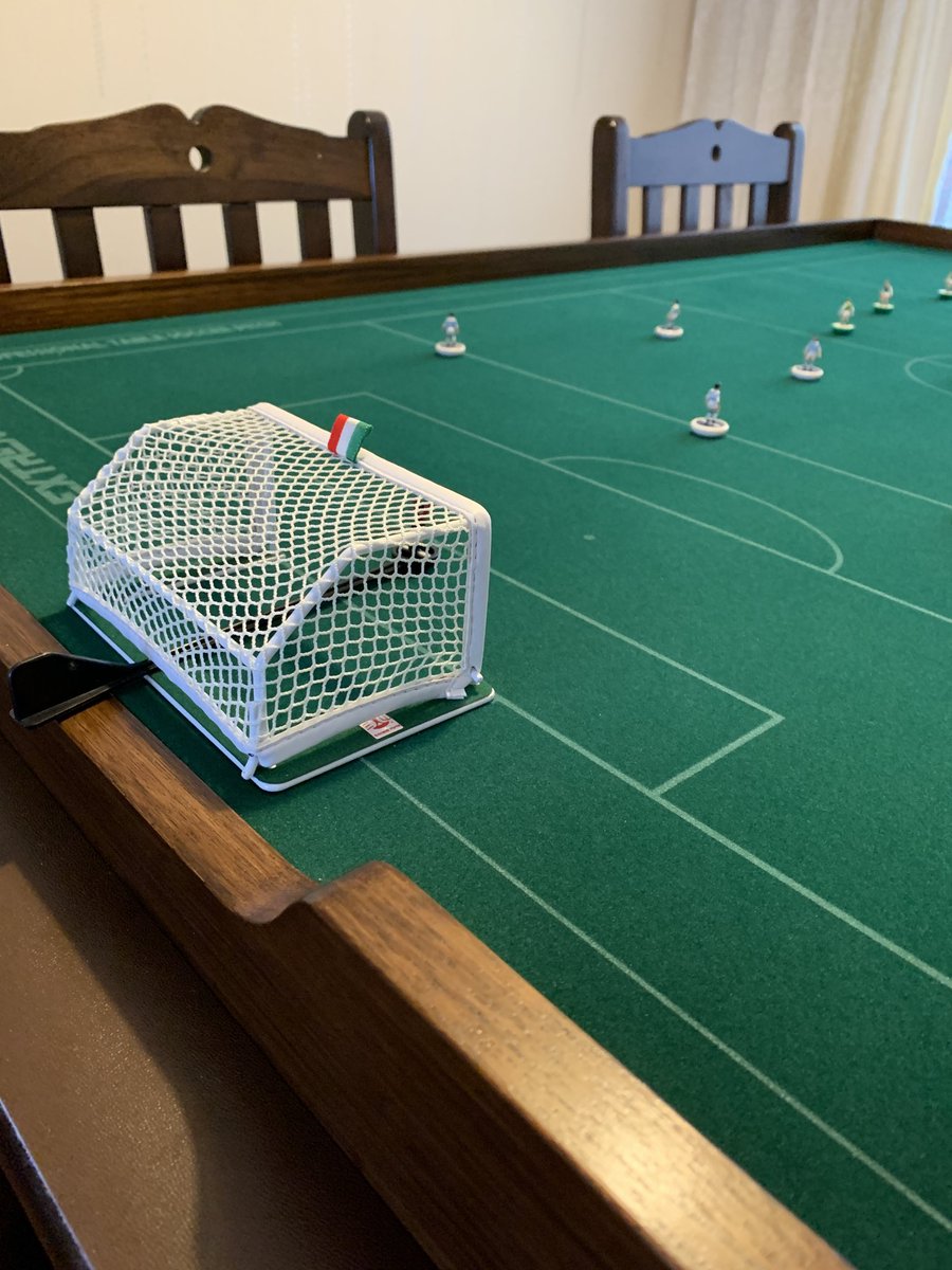 rayscorep's tweet photo. Regressing to my childhood in style thanks to a superb new #Subbuteo table from Gareth ⁦@flickforkicks⁩ 

Now, I need to try and recapture the old magic 😁⚽️ https://t.co/egw11oPdyg