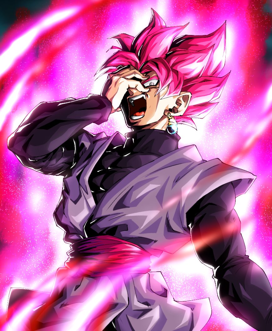 jewelry earrings male focus 1boy solo super saiyan pink hair  illustration images