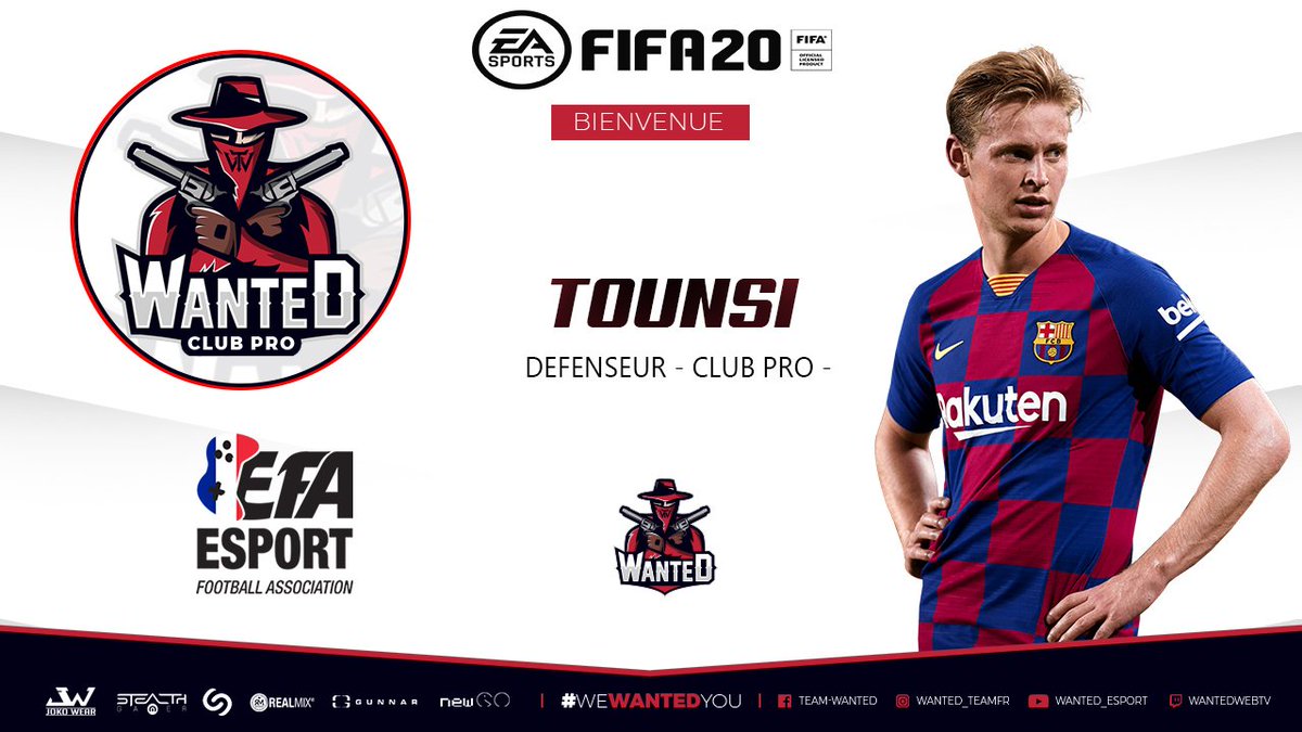 WanteD team a le plaisir d’annoncer la signature de 
<a href="/Tounsi_DeJong/">Tounsi_Dejong</a> au sein de notre effectif.

@gzb240779 @xmyrafr <a href="/nycoom/">Nyco-OM ⚪️Ⓜ️</a> <a href="/Mafia51_/">Pacificateur_51 (Mafia51_Le_Joe)</a> <a href="/Joia_10/">KinGk</a> <a href="/eSportFA_FR/">ESPORT FOR ASSOCIATIONS</a> <a href="/primofut/">xwxnnie_</a> <a href="/eSportFA_FR/">ESPORT FOR ASSOCIATIONS</a>