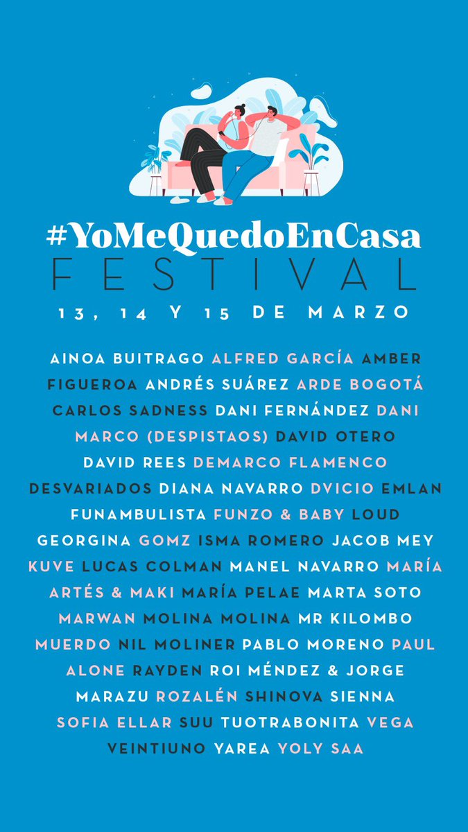 pequesol's tweet photo. Este finde podemos disfrutar de todos estos directos desde nuestra casa a través de instagram.
Planazo para el finde
#yomequedoencasafestival https://t.co/PQo2jR2Fa7