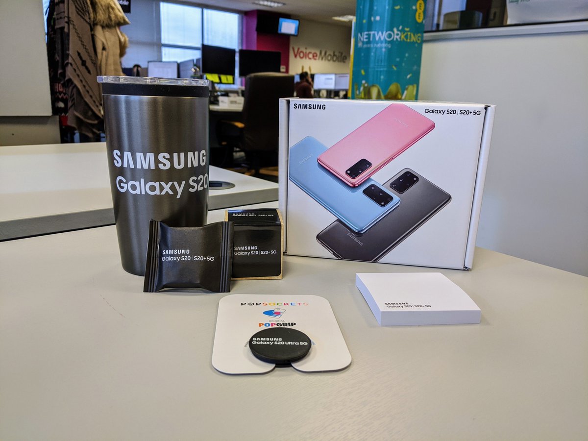 VoiceMobile's tweet photo. The Samsung S20 is officially here. And more importantly, so is the merchandising! You can now get the #GalaxyS20 from Daisy Connect, give us a call on 0330 0375 214 to get your hands on the phone itself today. https://t.co/jB36Dj1UMJ