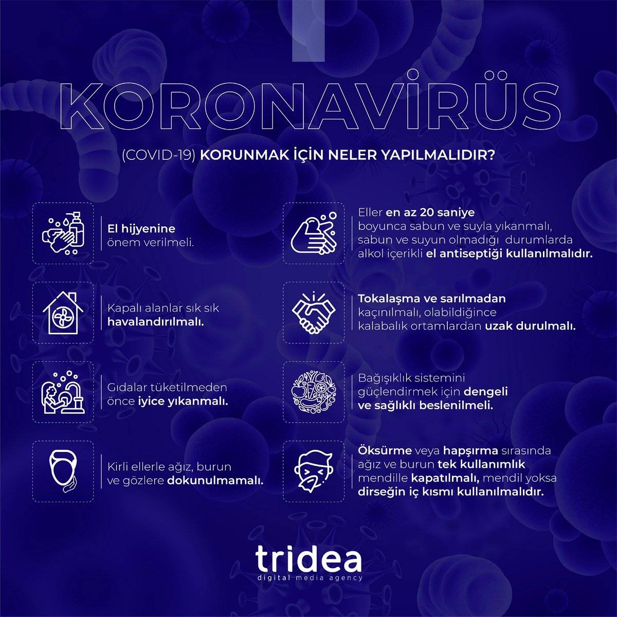 tridea_digital's tweet photo. Koronavirüs'ten Korunmak İçin Neler Yapılmalıdır?

#tridea #coronavirus #koronavirüs #koronatürkiye #koronadankorunmak https://t.co/svBb9OzOIM