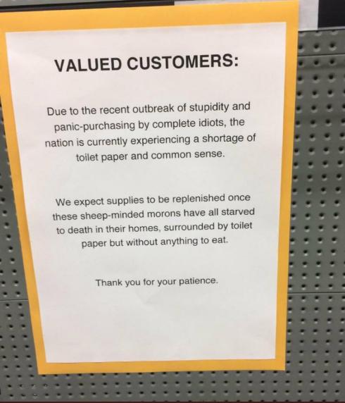 tHe_pHenom_'s tweet image. You'll eat toilet paper when you exhaust your food right?

#panicbuying