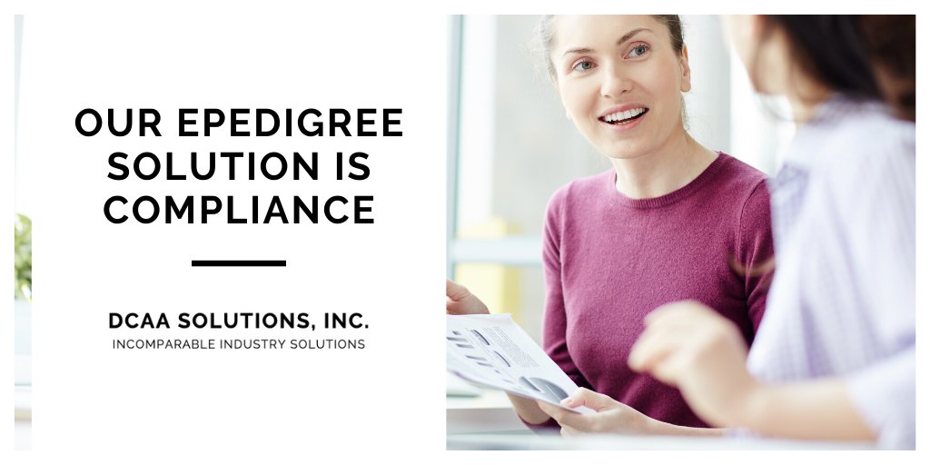 DCAASOLUTIONS's tweet photo. Our ePedigree Solution IS Compliance.

No paper pedigrees. You now have the ability to provide electronic Pedigrees online, at the time of shipment, for customers to receive. This puts customers in #compliance. This puts everyone in compliance: https://t.co/k4oZbqj0rK https://t.co/zmx6oopLTV