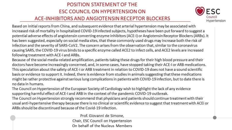 FarmaMadridAP's tweet photo. 📢Comunicado oficial @secardiologia: NO hay evidencia clínica ni científica para suspender tratamientos de IECA y ARA debido a la infección por COVID-19 https://t.co/f0CUThmANd https://t.co/wHKOJtLExg