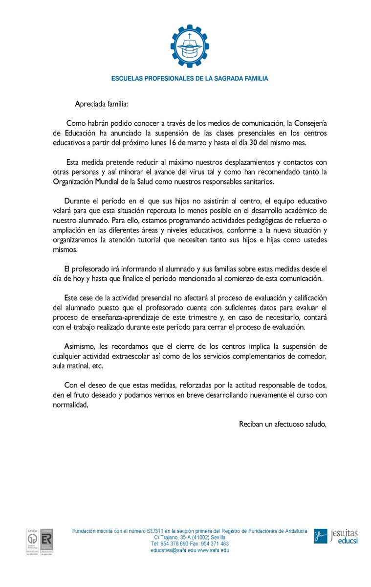 SafaFuncadia's tweet photo. Información sobre suspensión de clases #SafaFuncadia #Funcadia https://t.co/oKShKx9CKU