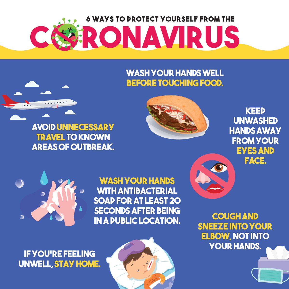 CORECU's tweet photo. Are you worried about the #Coronavirus?

Here are 6 ways to protect yourself!
#corecu https://t.co/KWqU4OsJmo