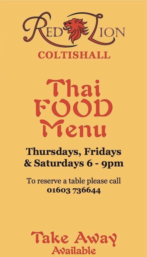 #happyhour 20% discount on takeaways ordered between 6-7pm tonight and tomorrow night #thaitakeaway #takeaway #thaifood #pub #yourlocal #coltishall #stayinstaysafe