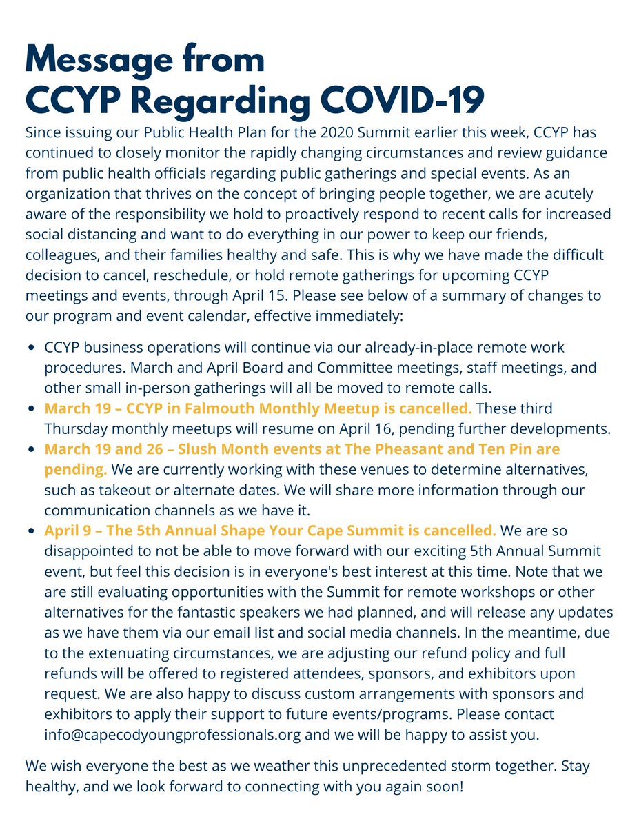 CCYP's tweet image. Message from CCYP regarding COVID-19: