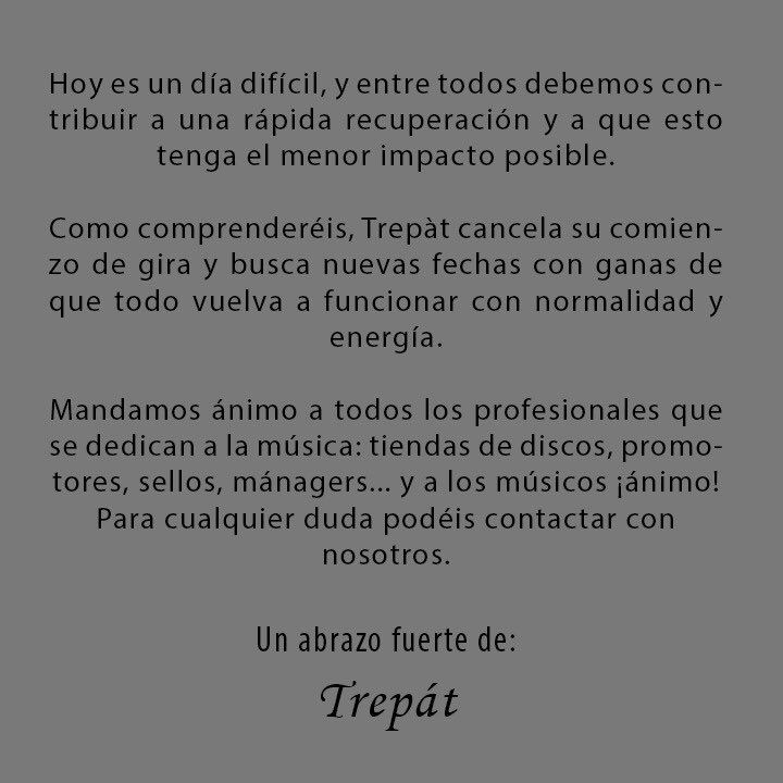 Cancelamos comienzo de gira. En estos días podéis escuchar #canciondivina. No olvidéis etiquetarnos con vuestros comentarios :)