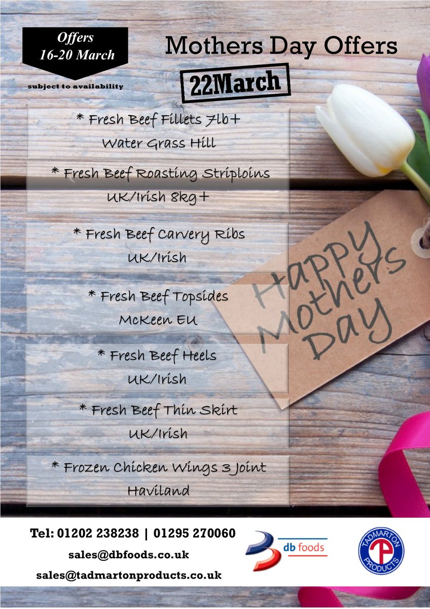 tadmarton's tweet photo. Stock up on these great offers for #MothersDay 22 March. Tel sales for prices and availability 01295 270060 https://t.co/4kgScnYUF6