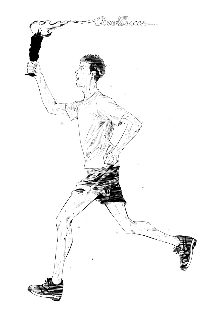 ハルト در توییتر 頼まれて描いたマラソン絵 大好きな井上雄彦先生 Inouetakeリスペクトで描きました マラソン ローソク島