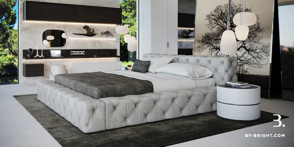 BrightMarbella's tweet photo. This bedroom is dominated by the super king size Capitone bed and is completed by the bar, big screen and open fireplace. Interior Design by 
@MarbellaUDesign
 Developed By Bright.

#interiordesign #luxurysuite #marbella #bybright https://t.co/fUnXfrcRsg