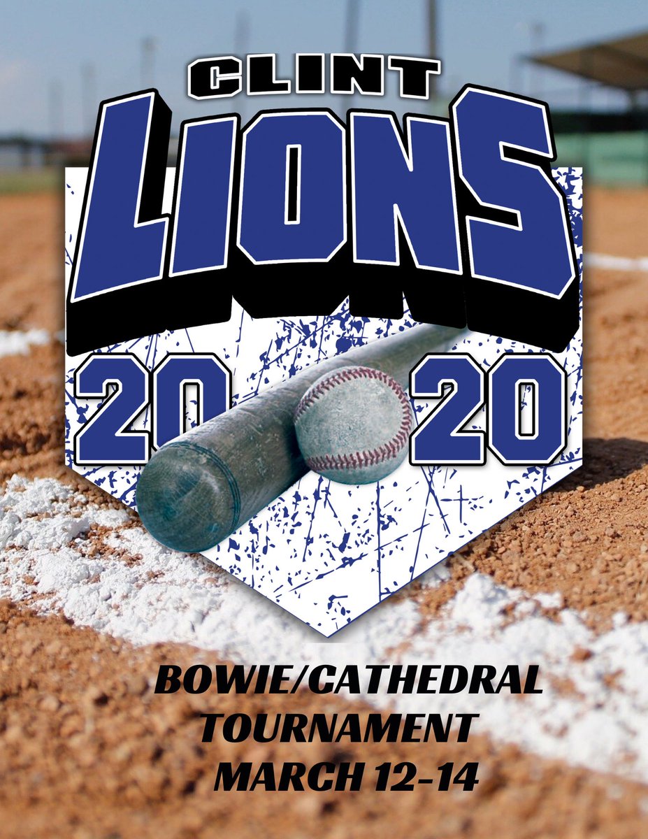 ClintBaseball's tweet photo. Bowie/Cathedral Tournament
March 12-14
Day 2 Friday
Game 1
⚾️Clint @ Andress
🕛1:00 PM
Game 2
⚾️Clint vs Anthony
🕝3:30 PM
📍Andress High School (Both games)
See you there!!!
#ClintPride #WeAreClintISD https://t.co/4odAEWktVb