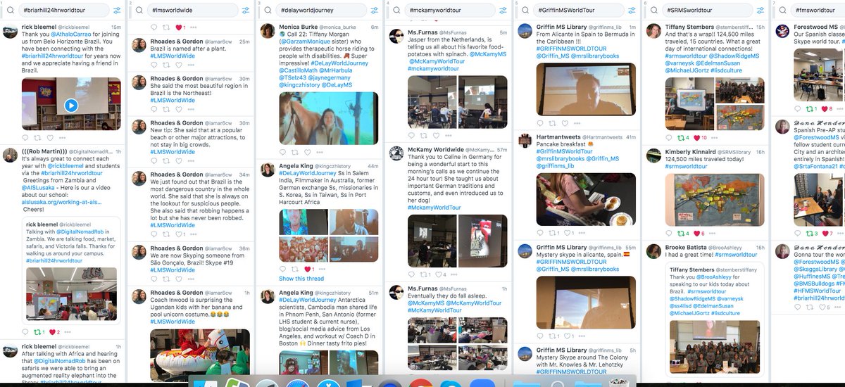 rickbleemel's tweet photo. It has been so great to have the tweetdeck open and see where all the LISD schools went on their world tours.  We are all in the home stretch. 
#Briarhill24hrworldtour #LMSWorldwide #DelayWorldJourney #SRMSWorldTour #GriffinMSWorldTour #McKamyWorldTour #FMSWorldTour #HMSWorldTour https://t.co/NRTb4uPfE4