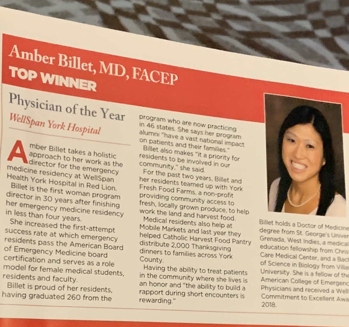 CPBJ's tweet image. Congratulations to the 2020 Healthcare Heroes, Physician of the Year - Amber Billet, MD, FACEP! #CPPEvents
