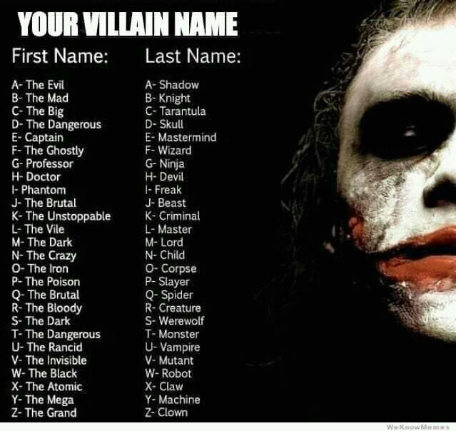 FinestGeeks's tweet image. It's Friday the 13th today - let's play a game! Tell us your villain name...