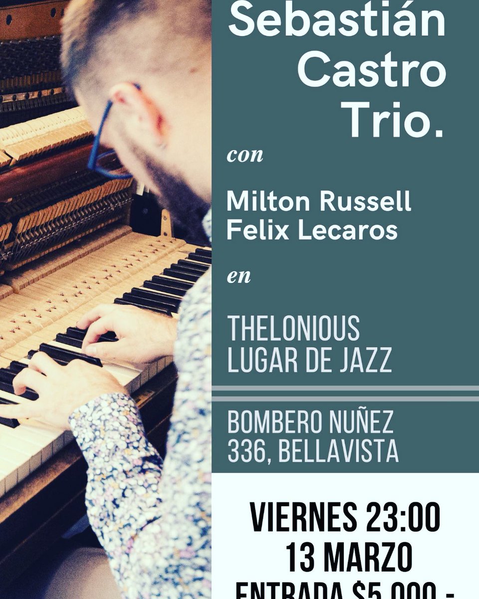 theloniouschile's tweet photo. Hoy en Thelonious:

21h Daniela Vivar, entrada $3000
23h Sebastián Castro Trío, entrada $5000

Reservas:
theloniouschile@gmail.com
227357962 https://t.co/u75wfEBIpI