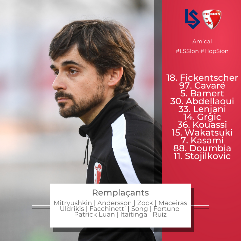 FCSion's tweet photo. ⚔️ Voici notre composition d'équipe pour le match amical de cette après-midi (15h00) face au @lausanne_sport 👇
Live YouTube 👉 https://t.co/7PSWH2UClE
#HopSion #FCSion #LSSion https://t.co/NwFIp5IFVH