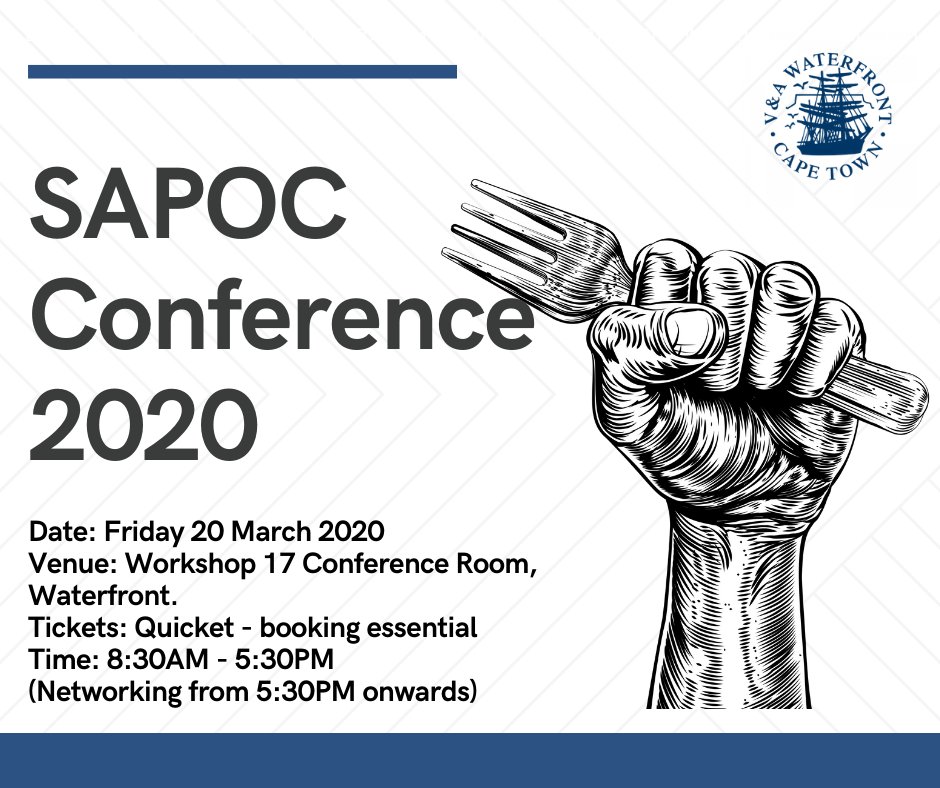 SapocT's tweet photo. We're almost at capacity for the #SAPOC food and beverage conference. Hurry if you'd like a ticket: https://t.co/KYVmOXruRF…/101927-sa-poc-conference-2020/✊🏾 https://t.co/7xgY79PqgK