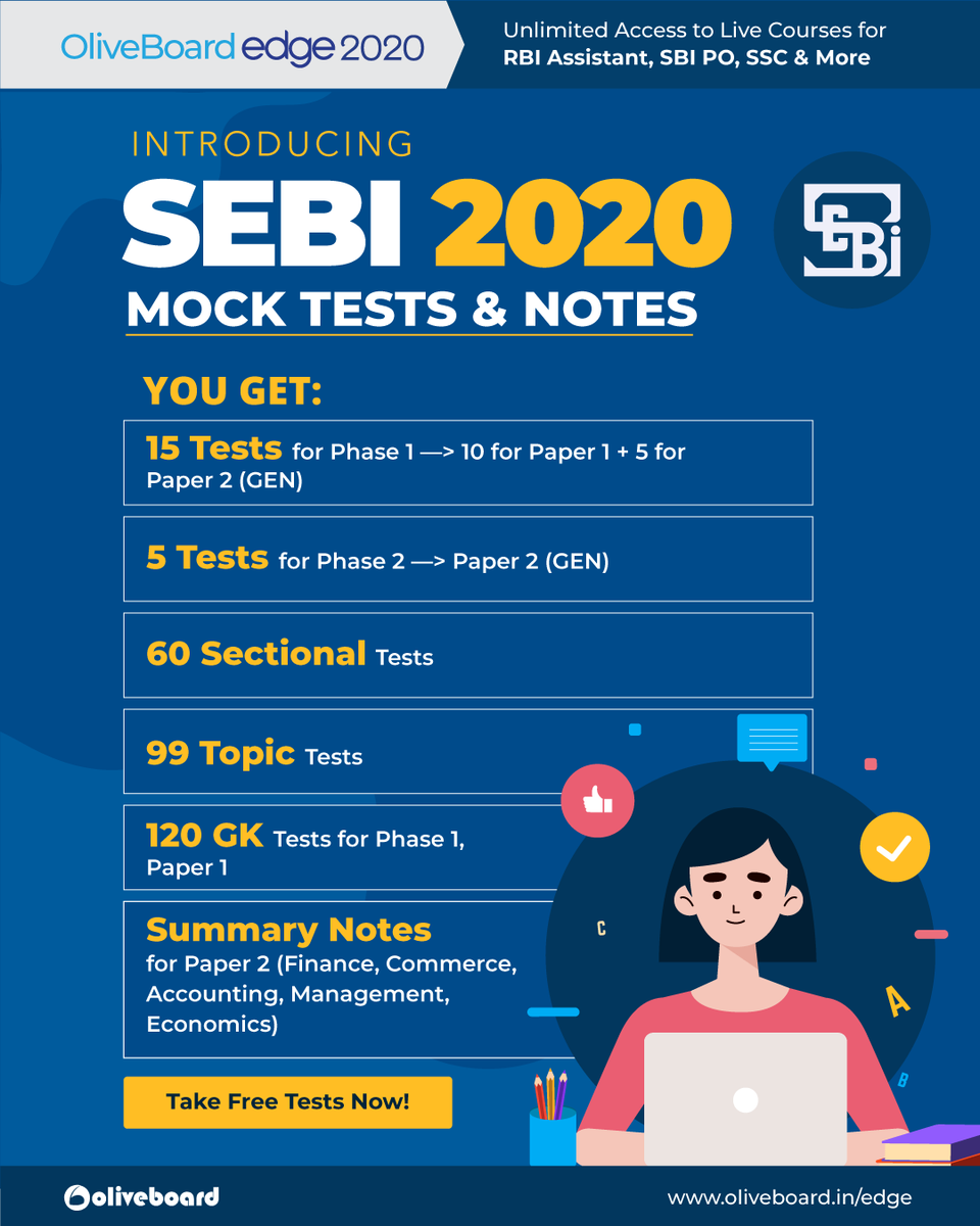 Oliveboard's tweet photo. SEBI 2020 | Complete Mock Test Series & Summary Notes Now Available. Register here - https://t.co/cAmoRpOOQk
#SEBI #SEBI2020 #FreeMockTests #Oliveboard #ExamExperts https://t.co/KOXcTo7UPq