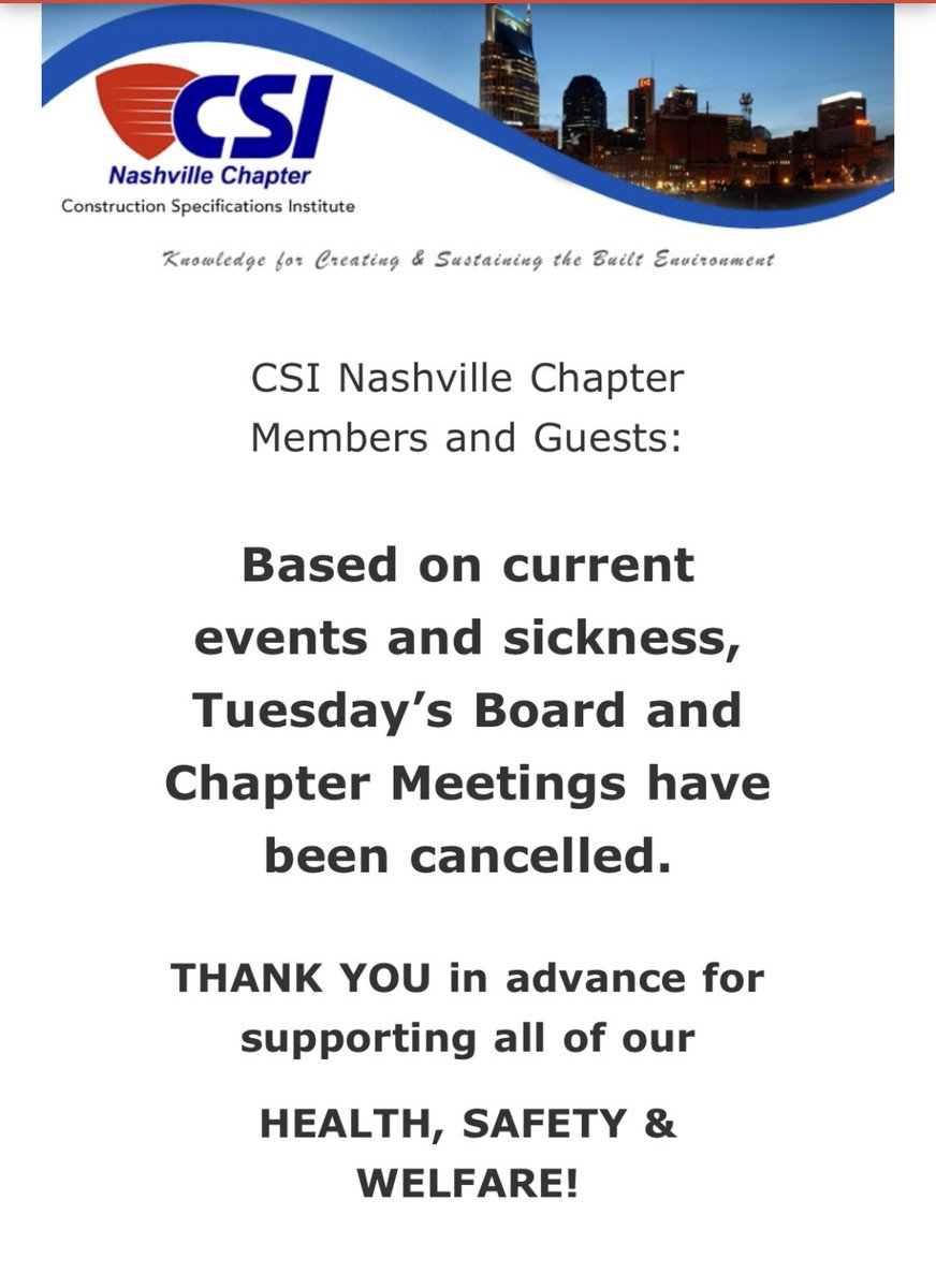 Based on current events and sickness, Tuesday’s Board and Chapter Meetings have been cancelled.

Thank you in advance for supporting all of our HEATH, SAFETY &amp; WELFARE!